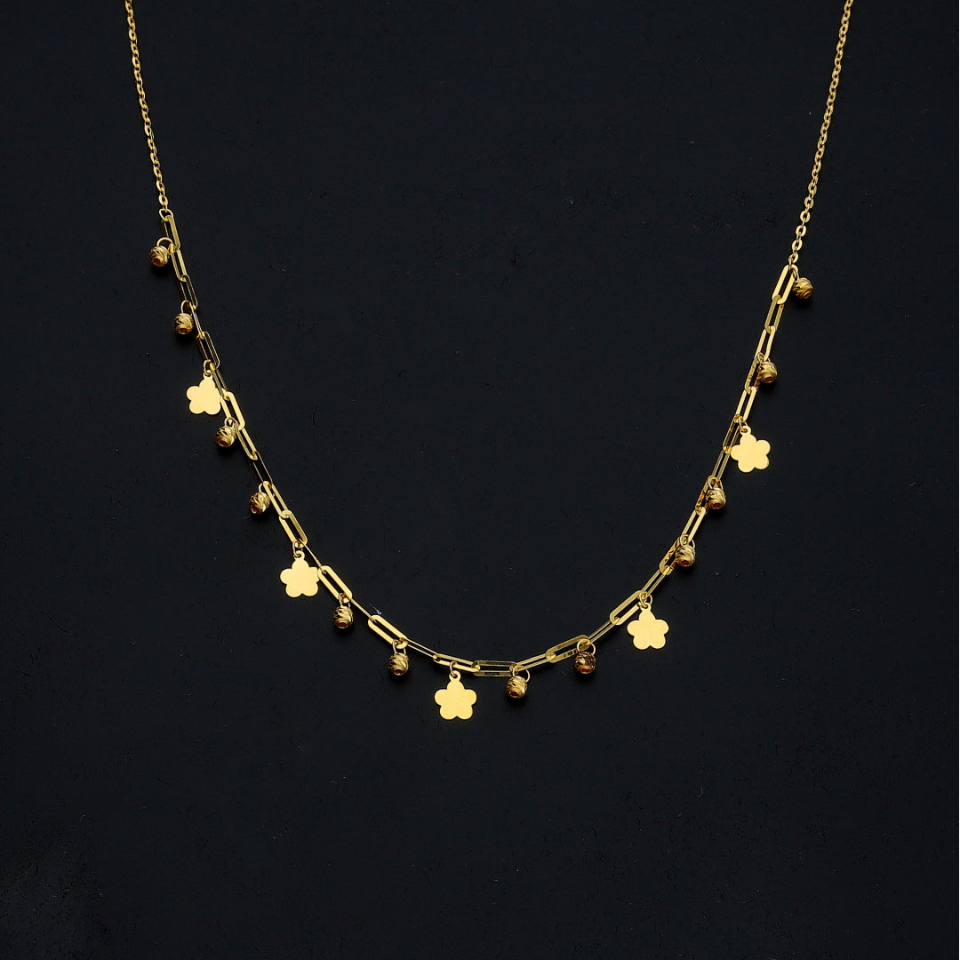 Gold Clover Drop Necklace 21KT - FKJNKL21KM11415