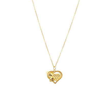 Gold Feminine Heart Necklace 21KT - FKJNKL21KM11416