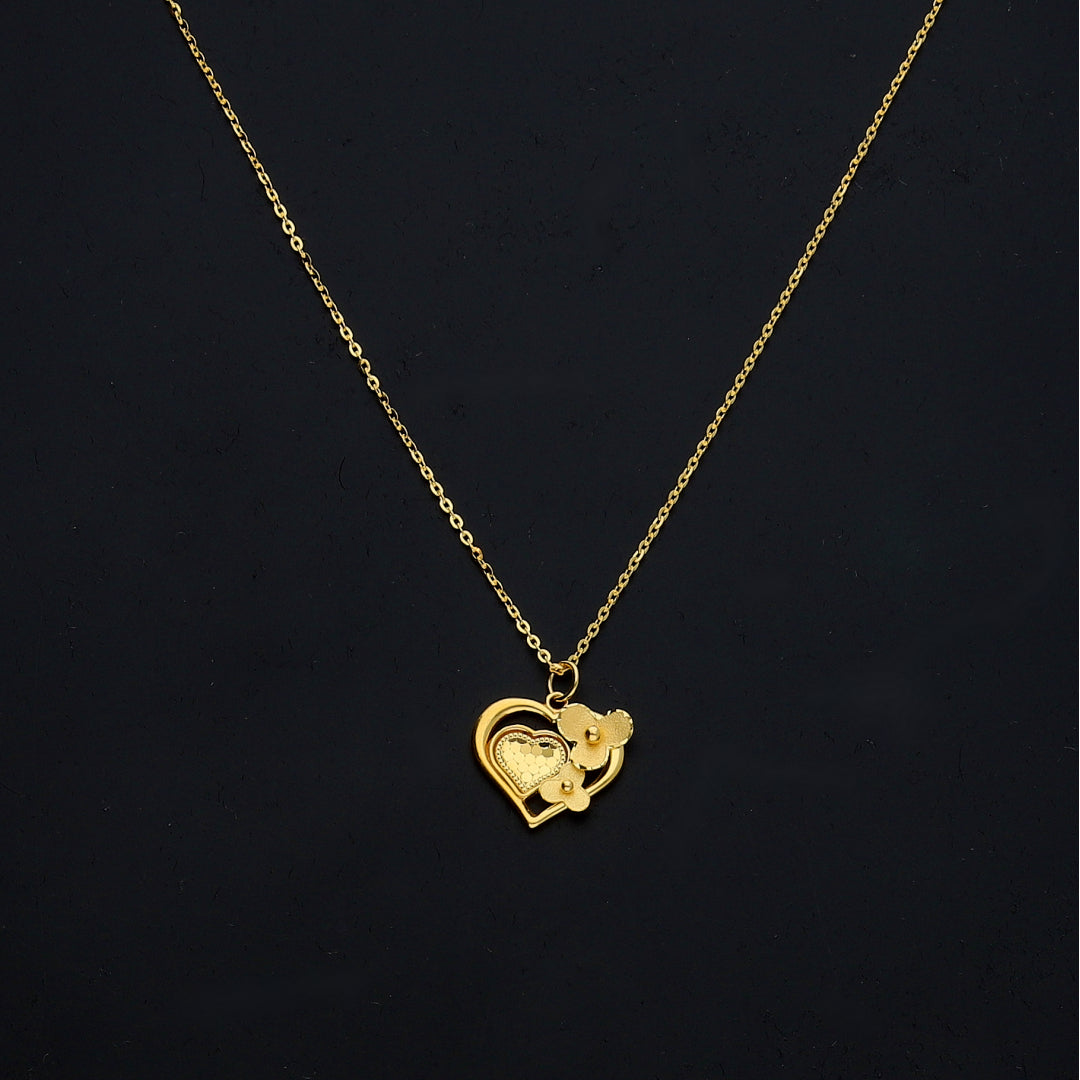 Gold Feminine Heart Necklace 21KT - FKJNKL21KM11416