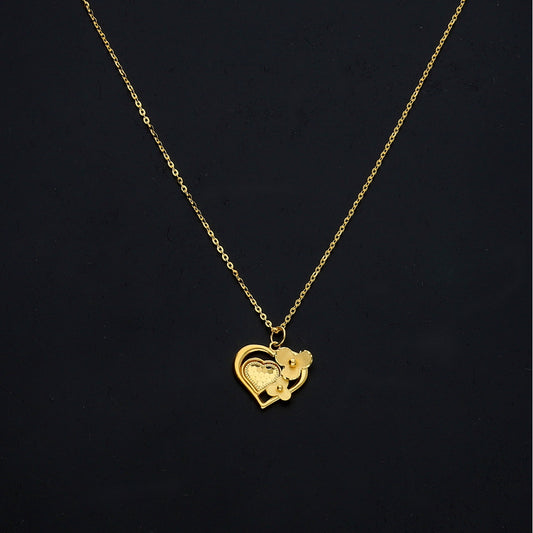 Gold Feminine Heart Necklace 21KT - FKJNKL21KM11416