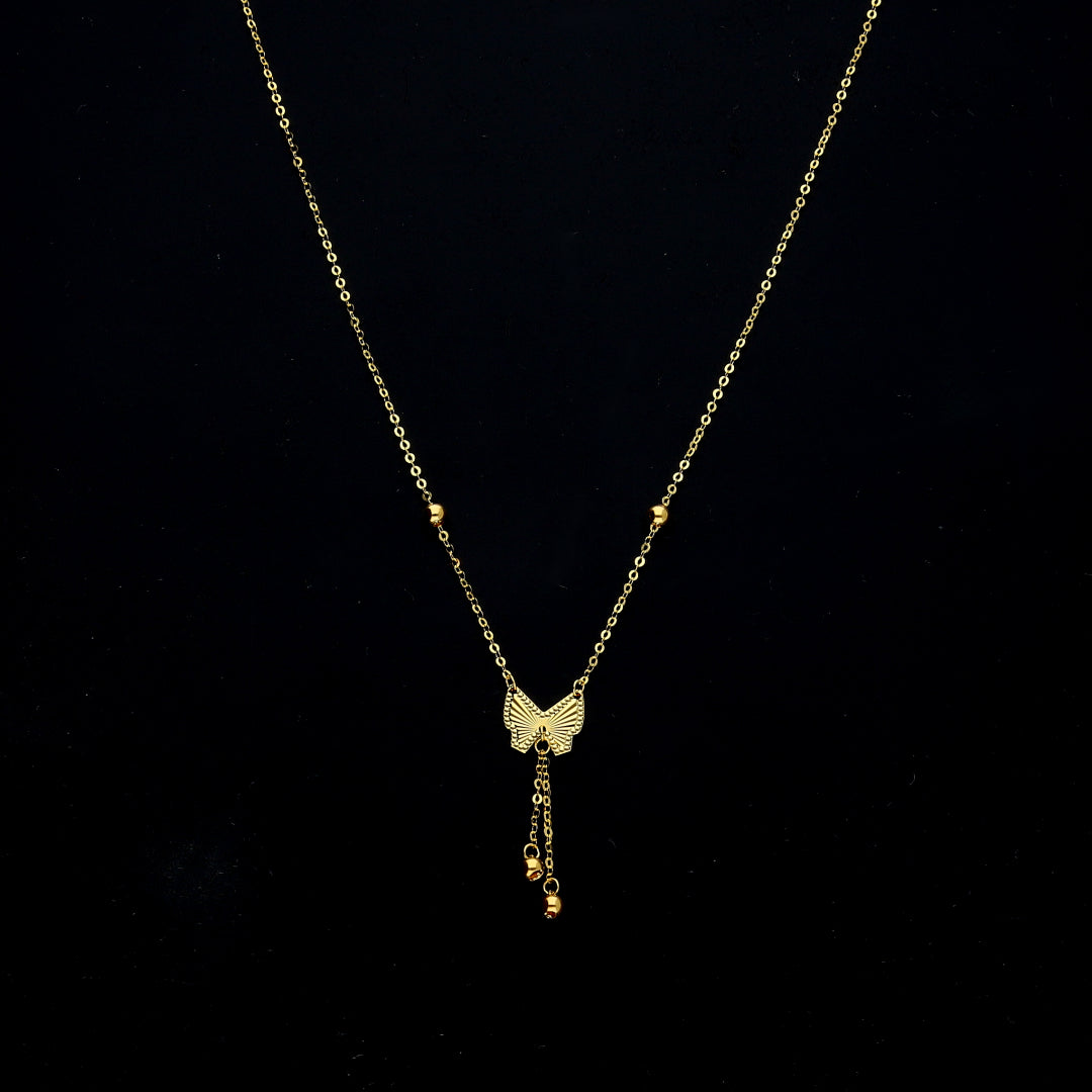 Gold Butterfly Lariat Necklace 21KT - FKJNKL21KM11417