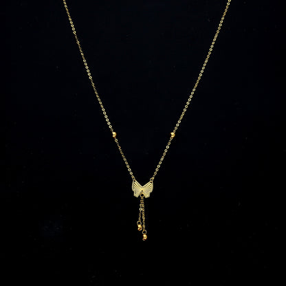 Gold Butterfly Lariat Necklace 21KT - FKJNKL21KM11417