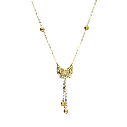 Gold Butterfly Lariat Necklace 21KT - FKJNKL21KM11417