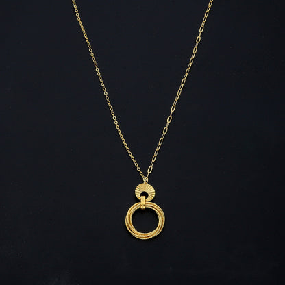 Gold Ring Drop Necklace 21KT - FKJNKL21KM11418