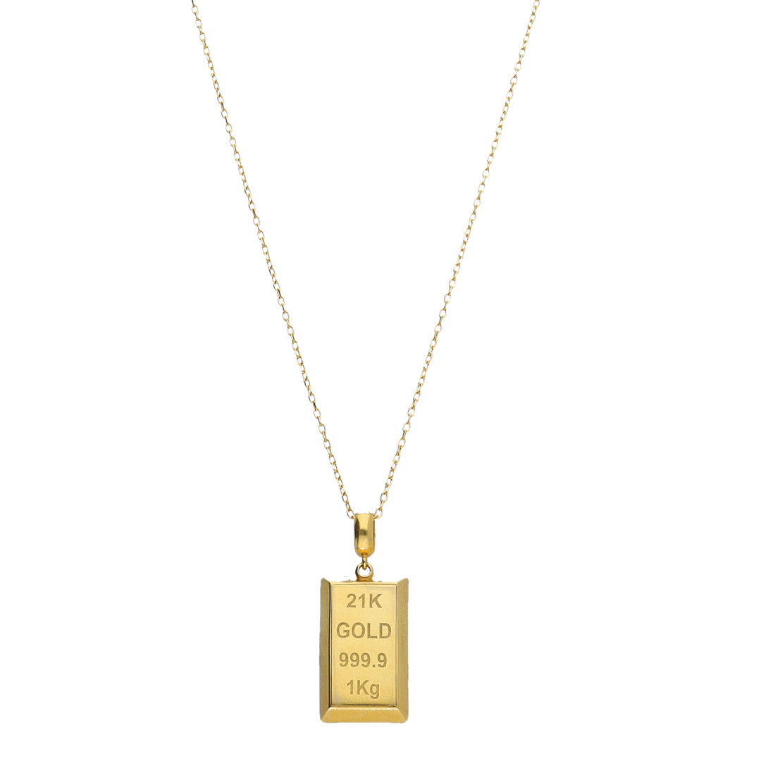 Gold Bar Charm Necklace 21KT - FKJNKL21KM11436