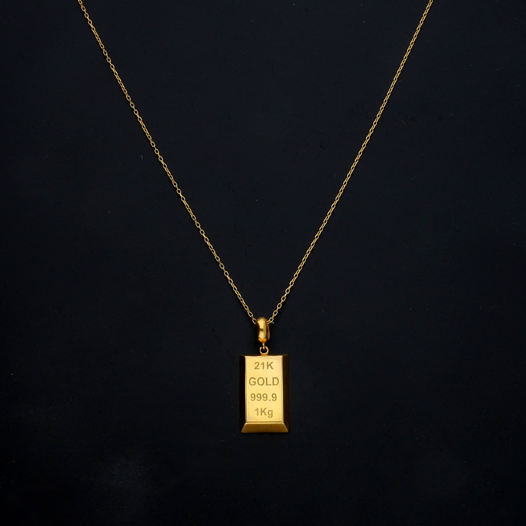 Gold Bar Charm Necklace 21KT - FKJNKL21KM11436