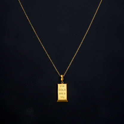 Gold Bar Charm Necklace 21KT - FKJNKL21KM11436