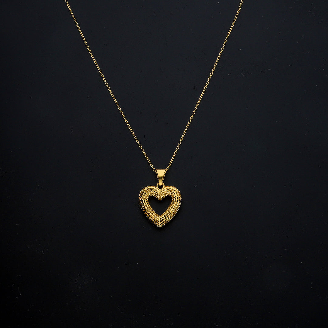 Gold Filigree Heart Necklace 21KT - FKJNKL21KM11438