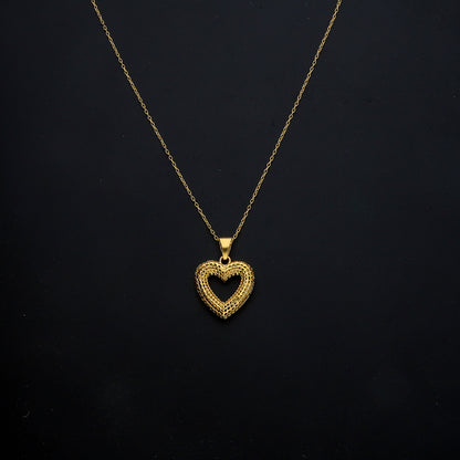 Gold Filigree Heart Necklace 21KT - FKJNKL21KM11438
