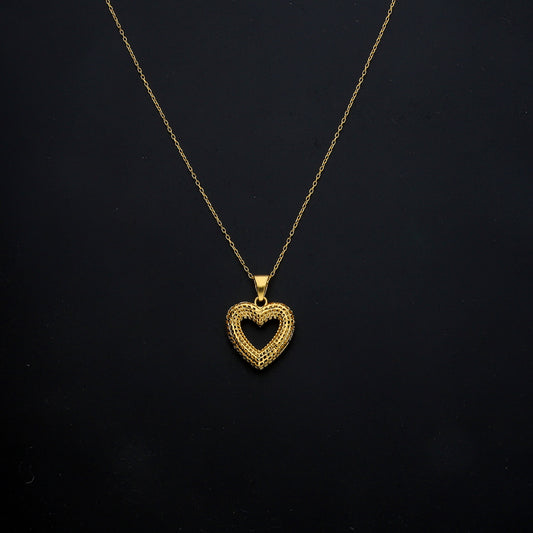 Gold Filigree Heart Necklace 21KT - FKJNKL21KM11438