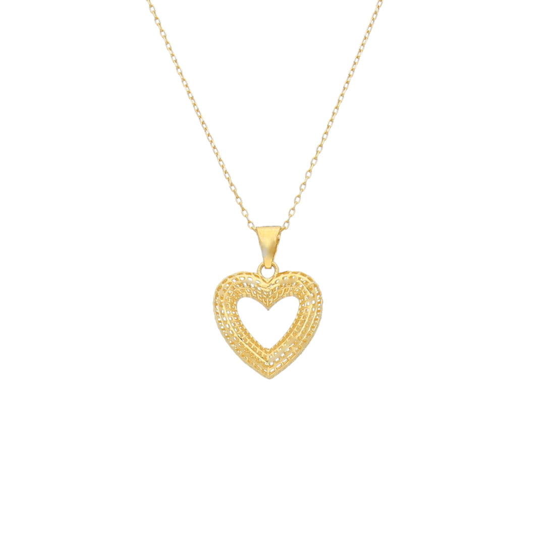 Gold Filigree Heart Necklace 21KT - FKJNKL21KM11438