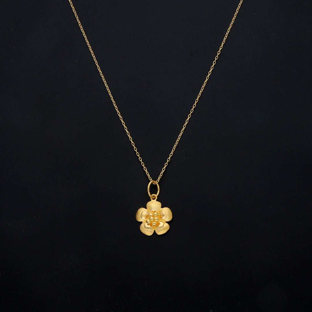Gold Flower Pendant Necklace 21KT - FKJNKL21KM11440
