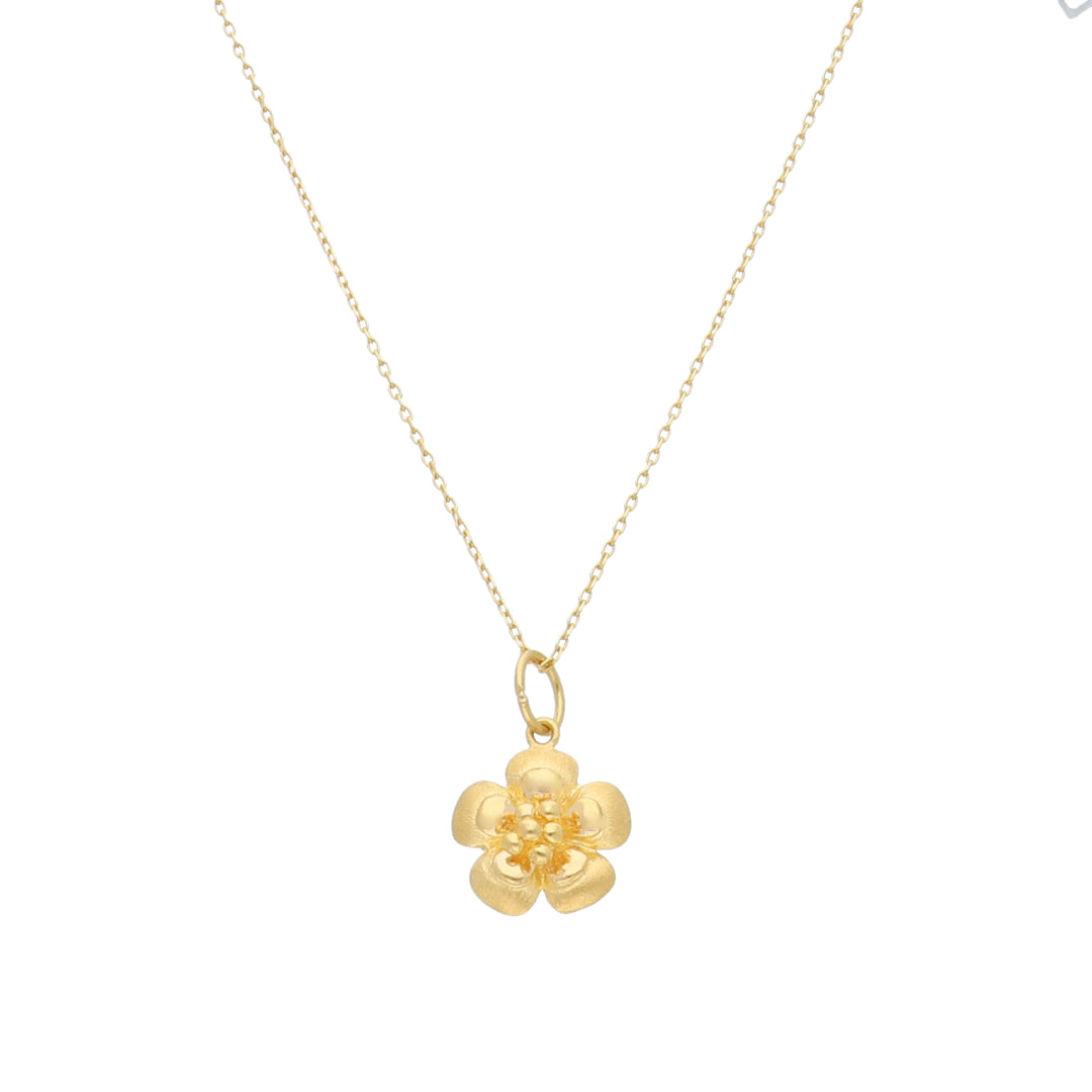 Gold Flower Pendant Necklace 21KT - FKJNKL21KM11440