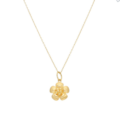 Gold Flower Pendant Necklace 21KT - FKJNKL21KM11440