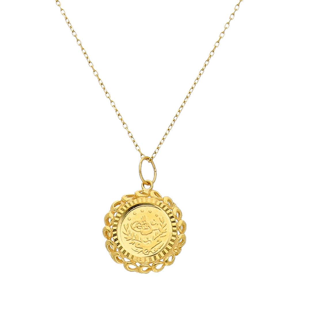 Gold Heritage Coin Necklace 21KT - FKJNKL21KM11441