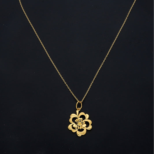 Gold Intricate Bloom Necklace 21KT - FKJNKL21KM11443