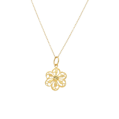 Gold Ornate Floral Necklace 21KT - FKJNKL21KM11444