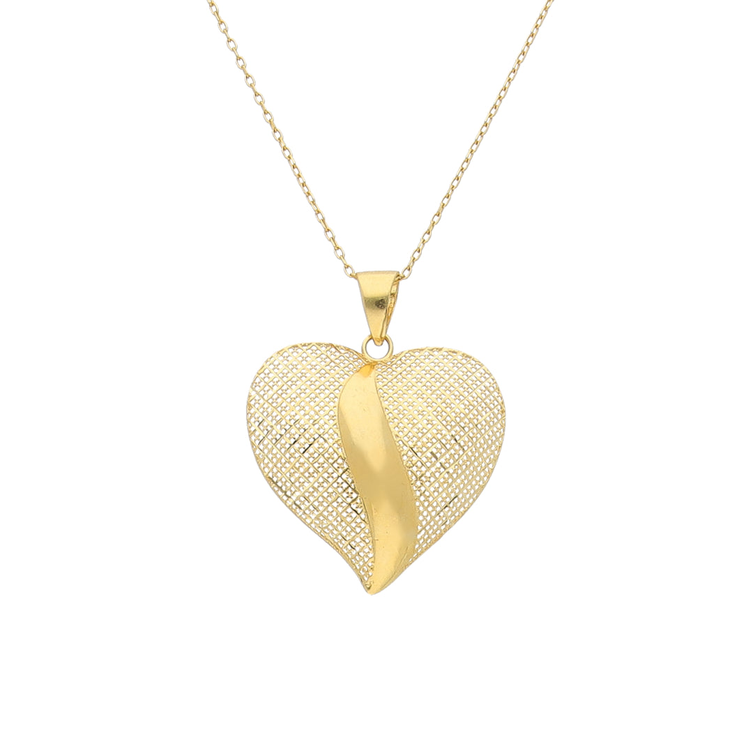 Gold Statement Heart Necklace 21KT - FKJNKL21KM11445