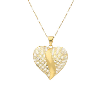 Gold Statement Heart Necklace 21KT - FKJNKL21KM11445