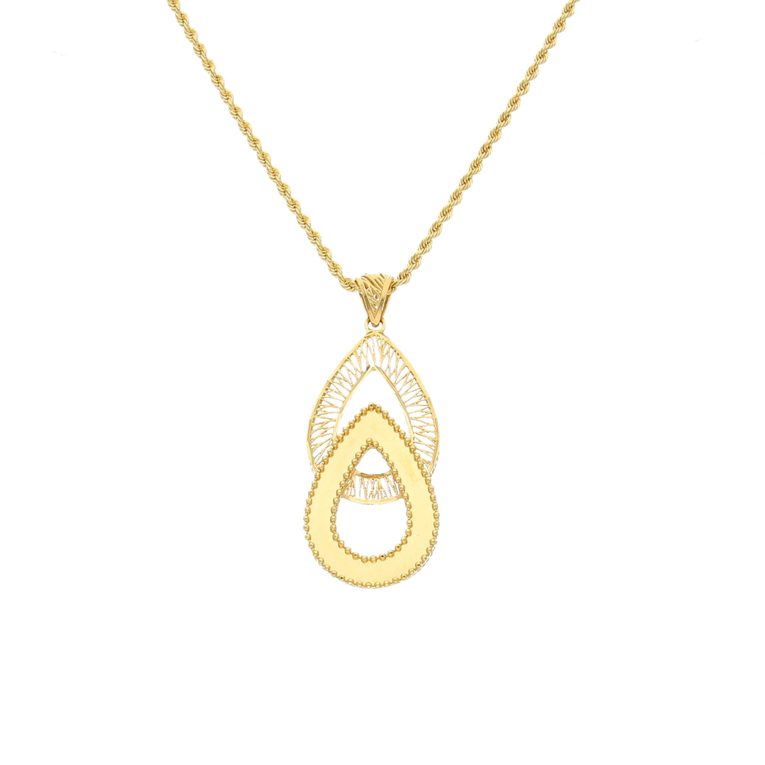 Gold Layered Teardrop Necklace 21KT - FKJNKL21KM11446