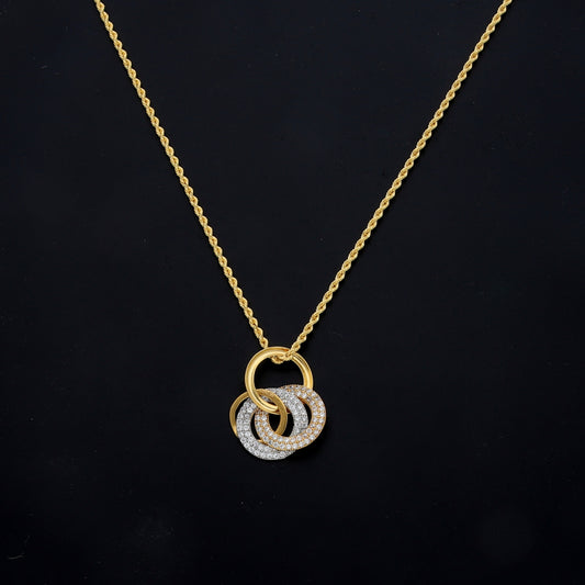 Gold Linked Rings Necklace 21KT - FKJNKL21KM11451