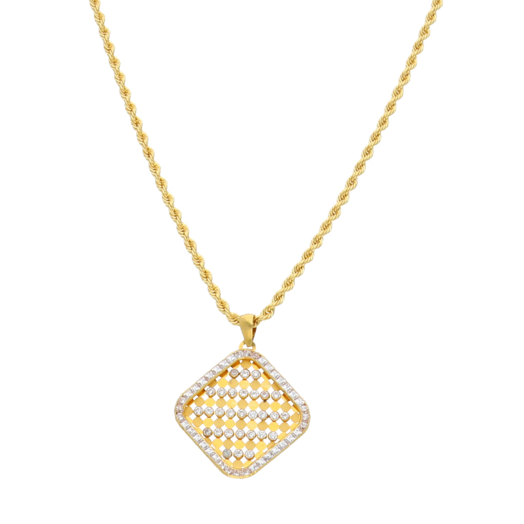 Gold Luxe Grid Necklace 21KT - FKJNKL21KM11453