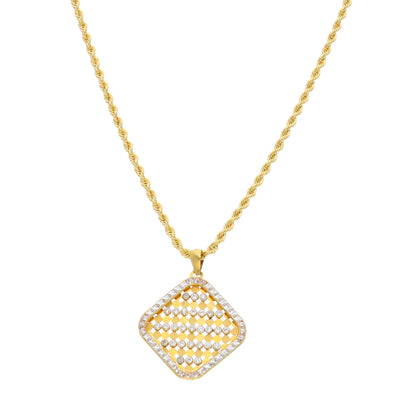 Gold Luxe Grid Necklace 21KT - FKJNKL21KM11453