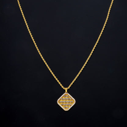 Gold Luxe Grid Necklace 21KT - FKJNKL21KM11453