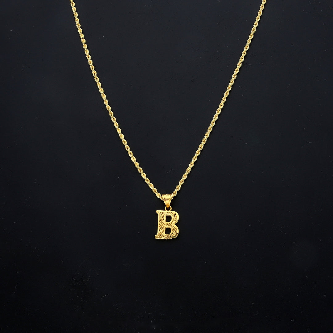 Gold Designer Initial B Necklace 21KT - FKJNKL21KM11457