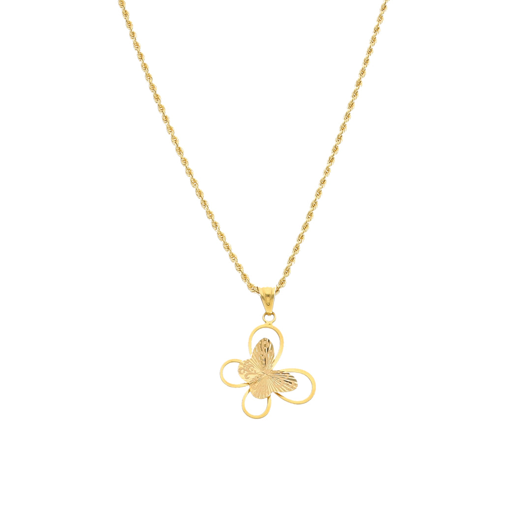 Gold Sleek Butterfly Necklace 21KT - FKJNKL21KM11458
