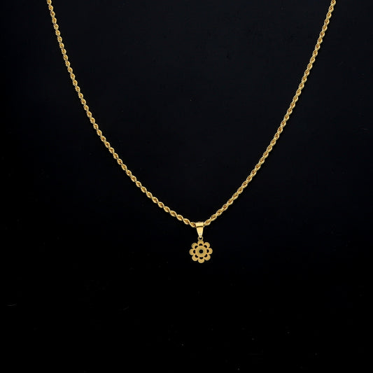 Gold Minimal Flower Necklace 21KT - FKJNKL21KM11461