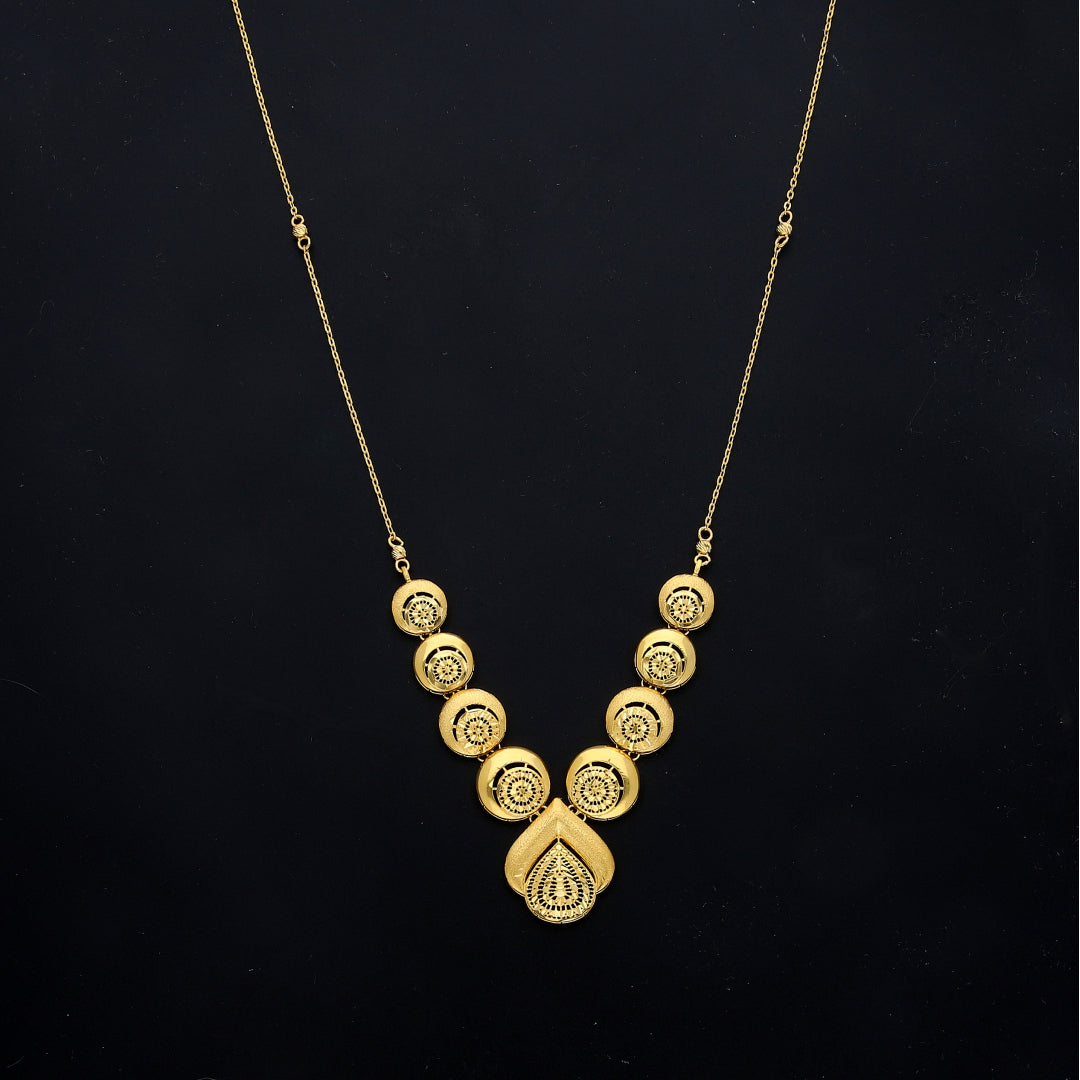 Gold Ornamental Drop Necklace 21KT - FKJNKL21KM11596