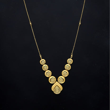 Gold Ornamental Drop Necklace 21KT - FKJNKL21KM11596