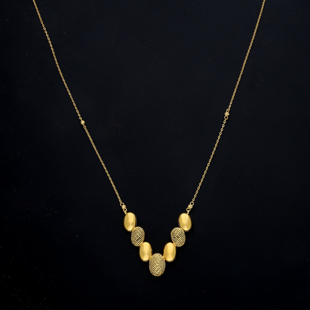 Gold Multi-Oval Drop Necklace 21KT - FKJNKL21KM11597