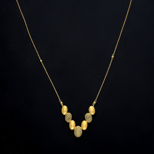 Gold Multi-Oval Drop Necklace 21KT - FKJNKL21KM11597