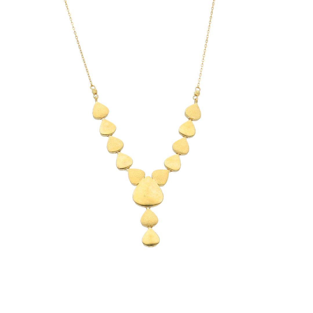 Gold Textured Drop Necklace 21KT - FKJNKL21KM11598