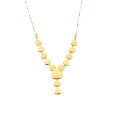 Gold Textured Drop Necklace 21KT - FKJNKL21KM11598