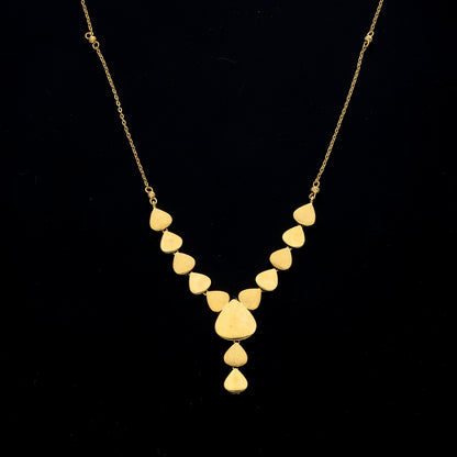Gold Textured Drop Necklace 21KT - FKJNKL21KM11598