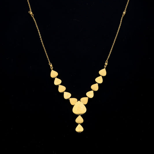 Gold Textured Drop Necklace 21KT - FKJNKL21KM11598