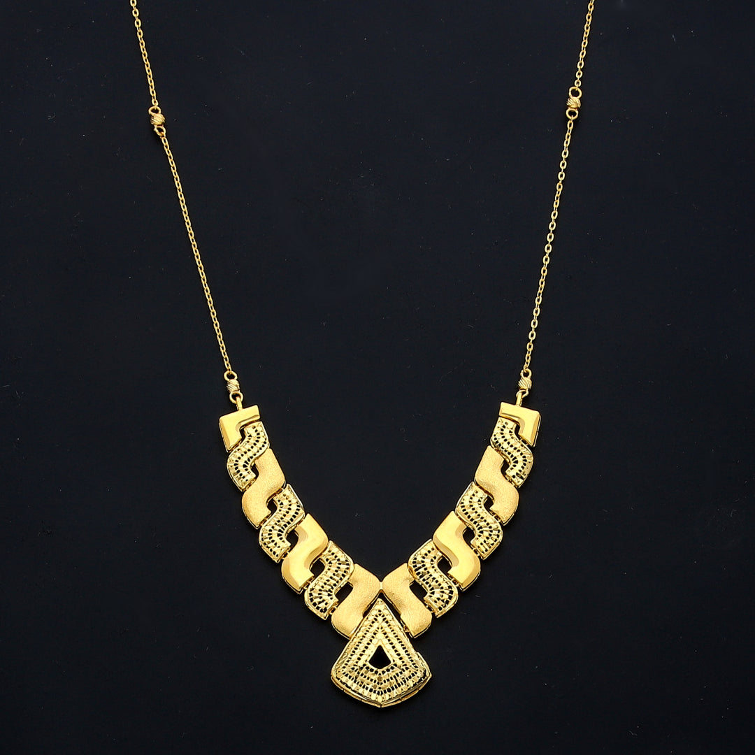 Gold Zigzag Link Necklace 21KT - FKJNKL21KM11600