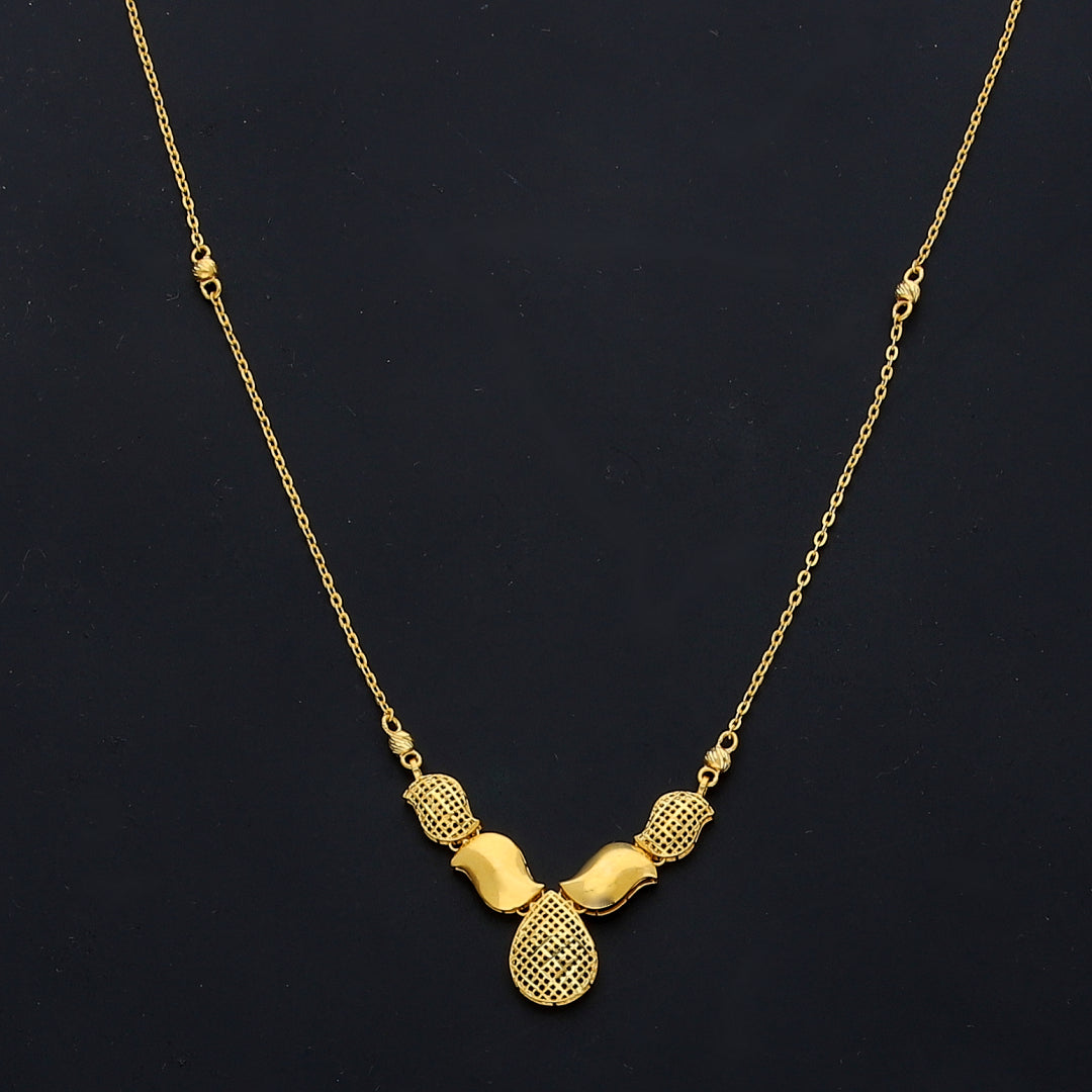 Gold Lattice Teardrop Necklace 21KT - FKJNKL21KM11601
