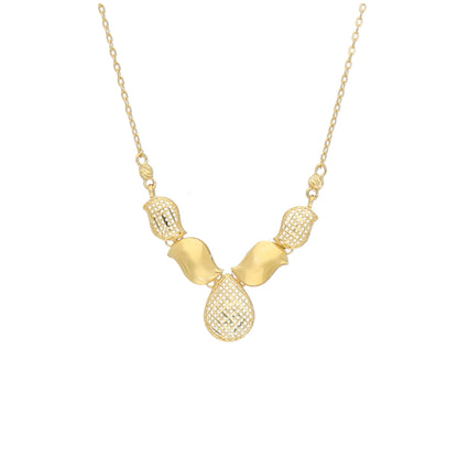 Gold Lattice Teardrop Necklace 21KT - FKJNKL21KM11601