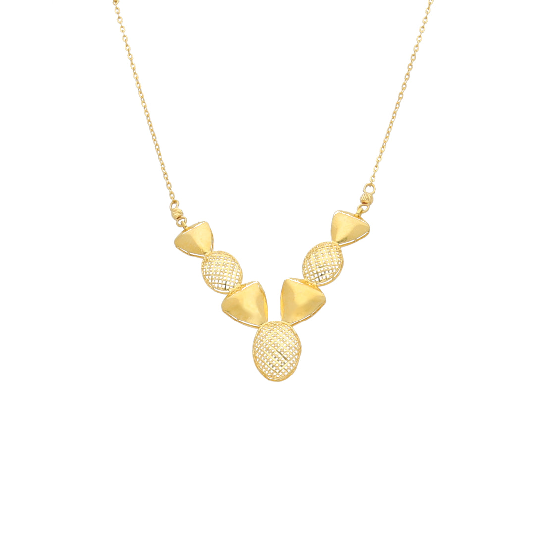 Gold Textured Oval Statement Necklace 21KT - FKJNKL21KM11602