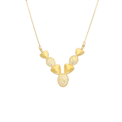 Gold Textured Oval Statement Necklace 21KT - FKJNKL21KM11602