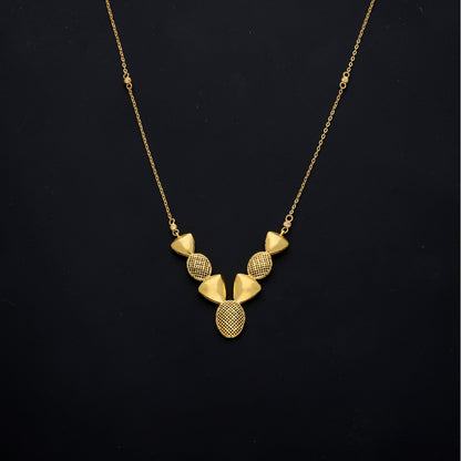 Gold Textured Oval Statement Necklace 21KT - FKJNKL21KM11602