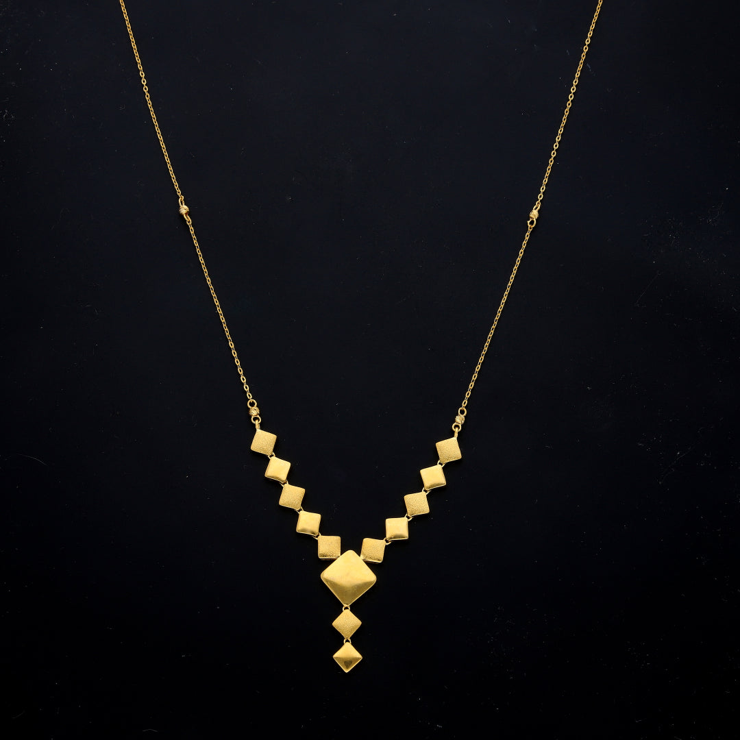 Gold Cube Link Statement Necklace 21KT - FKJNKL21KM11603
