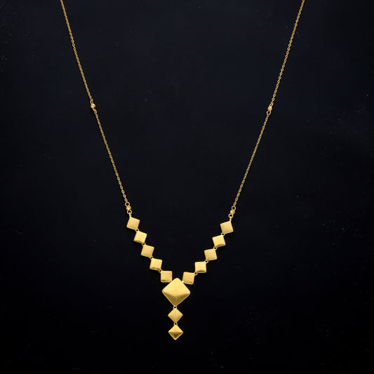 Gold Cube Link Statement Necklace 21KT - FKJNKL21KM11603