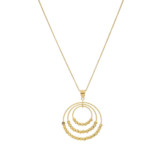 Gold Multiple Ring Necklace (Chain With Pendant) 21KT - FKJNKL21KM11806