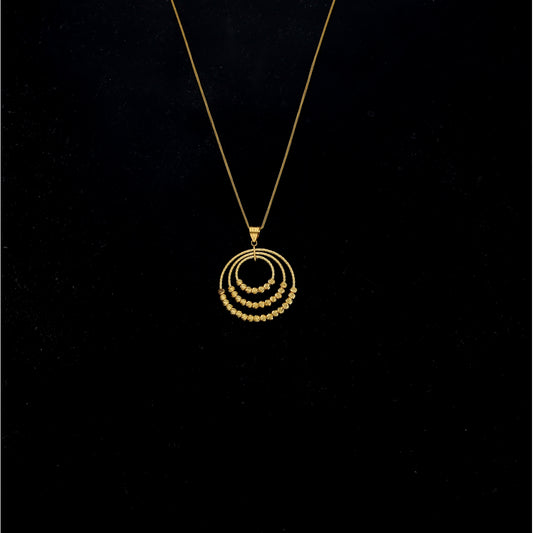 Gold Multiple Ring Necklace (Chain With Pendant) 21KT - FKJNKL21KM11806