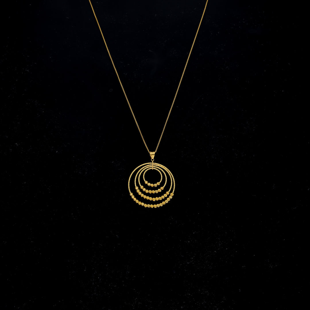 Gold Multiple Ring Necklace (Chain With Pendant) 21KT - FKJNKL21KM11807